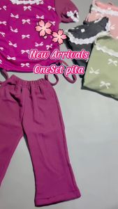One Set Anak Perempuan Bahan Japan Linen Cocok Buat Lebaran Motif Pita Usia 1 Sampai 10 Tahun