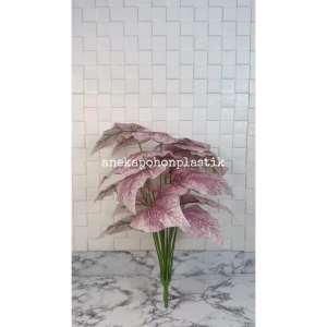 Daun Calladium Pink Full X18 Semilatex Artificial Tanaman Hias Pohon Plastik Dekorasi Rumah Cafe Aesthetic