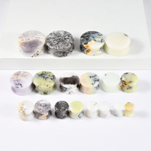 Pair Natural Stone Double Flared Ear Plugs 6mm-25mm Natural Stone Ear Expander Stretcher Heavy Ear Weights Body Piercing Jewelry