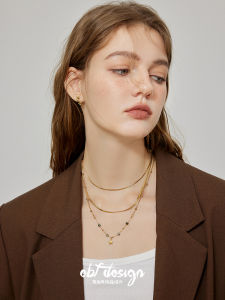 Ebfwind Natural Stone Star Necklace Three-Layered Stacking Sweater Chain Integrated Design Elegant Feel Titanium Steel Jewelry