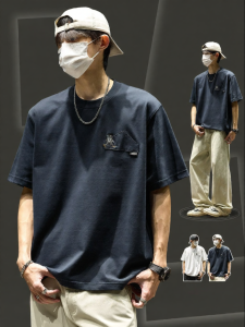 SZON | American Style Embroidery Loose Thick Cotton T-Shirt