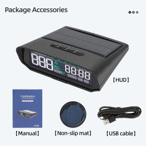RYSJM | X100 Wireless Solar HUD GPS Speedometer Digital Odometer Altitude Meter Overspeed Fatigue Alarm KM/H MPH Car Head Up Display