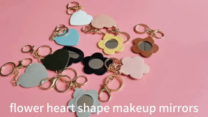 Gantungan Kunci Ganci Kaca Cermin Makeup Rias Mobil Motor Tas Souvenir Vintage Aesthetic Motif Bunga Flower Mirror Ring Keychain