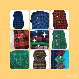 Korean Style Cotton Musimah Shirt with Mandarin Collar and Plaid Pattern.long muslima.cotton long muslima