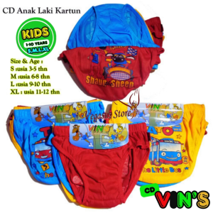 12Pcs CD Anak Laki-laki Celana Dalam Anak Cowok 3th-12th Vin-vin karakter Kartun-Vegasus Store (COD)