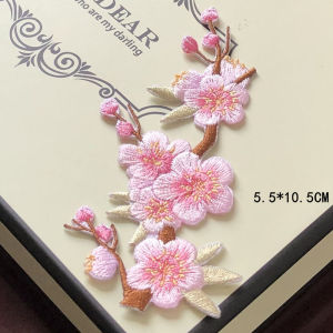 SASKIA DIY ผ้าเย็บปะติดปะต่อลายดอกกุหลาบสีชมพู ติดรูบน้ำหนักเบา ตกแต่งเสื้อผ้า ชุดเดรส อุปกรณ์เย็บผ้า แผ่นปะติดปะต่อ