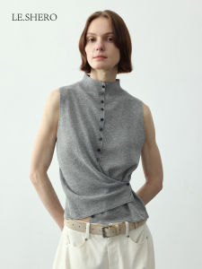 LE.SHERO | เสื้อคลุมคาร์ดิแกนแบบซ้อนชั้น ไม่มีแขน