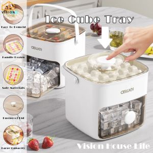 Vision 48 Grids Ice Cube Maker Double Layer Ice Cube Tray with Cover One Press Ice Making Mold Ice Box Freezer Baby Food Ice Mould Jelly Mould