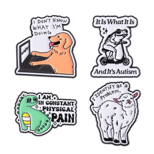 Mental Health Animal Enamel Pins Go Away Im Introverting It Is What It Is And Its Autism Brooches Lapel Badge Jewelry Gifts