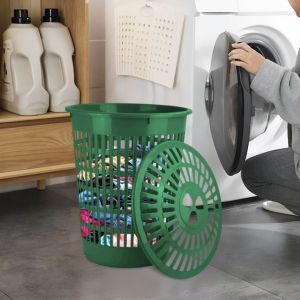 Keranjang Baju Kotor Bulat dengan Tutup Laundry Basket Multifungsi / Keranjang Cucian PH C1257