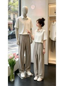Simple and Elegant Stylish Polo Shirt Striped Casual Pants