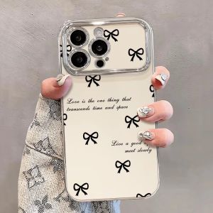 2024 New Arrival for Apple 15promax Phone Case Electroplated Silver Large Window Painted Iphone14 Bows 13 Bracket 12 Female 11 Bracelet Fancy Xs Drop-Resistant Silicone Soft 15plus
