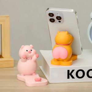 Cute Cat Bites Mobile Phone Stand Desktop Creative iPad Tablet Lazy Support Stress Relief Butt Small Ornaments Resin Material