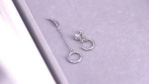 VENTFILLE 925 Sterling Silver Asymmetric Feather Earrings White Moonstone Pendant Earrings Ladies Gifts Handmade Jewelry