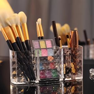 Clear Acrylic Makeup Organizer Holder For Brushes Lipstick And Cosmetics Vanity Desk Storage Box Produce Fridge Container