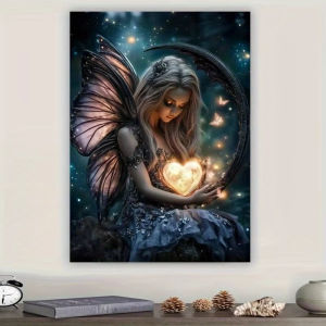 1000pcs Enchanted Fairy with Glowing Heart & Butterflies Jigsaw Puzzle - Mystical Night Forest Scene with Glowing Fairy Cresc