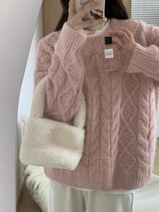 French Design Loose Thick Knit Cable Pullover