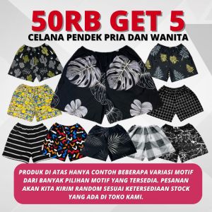Paket 5 Pcs Celana Pendek Kolor Kotak-Kotak Boxer Pria Dan Wanita