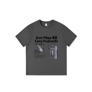 เสื้อยืดแขนสั้นผ้าฝ้ายแท้สีเทาสำหรับผู้หญิงในช่วงฤดูร้อนปี 2025 สไตล์อเมริกันหลวมๆ เสื้อยืดแขนครึ่งตัวสำหรับนักเรียน ทรงไหล่ปกติ