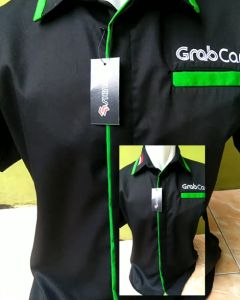 baju driver GRBcar murah kemeja seragam kerja pria lengan pendek warna hitam bahan american drill bordir komputer Slim Fit Kemeja Kerja - Lazada