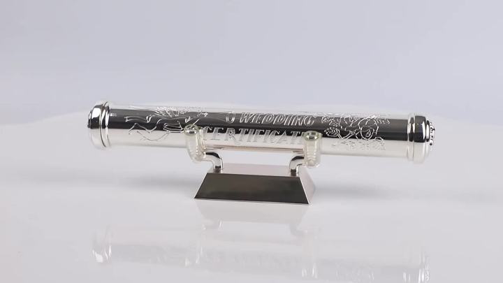 Marriage Certificate Holder and Base Set, Silver-Plated Zinc Alloy Wedding Certificates Holder with Stand Certificate Storage Tube Certificate Collection Tube Anniversary Gift Newlywed Gift