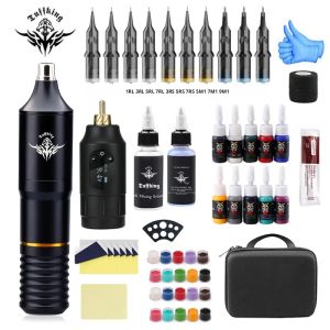ตลับหมึกปากกาสักไร้สายชุดเครื่องสักเริ่มต้นเครื่องโรตารีประเภทชุดเครื่อง Complete Tattoo Kit Tattoo Supplies