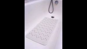 GUMMITEX Grey Gray Home Hotel Anti Slip Bath Mat Bathroom Bathtub Shower Toilet Nordic Design Room Anti Slip Waterproof Adhesive Suction Cup Large Long Rectangle Soft Natural Safe Anti Skid Rubber Bath Mat