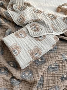 Super Soft Absorbent Baby Six Layers Pure Cotton Bamboo Fiber Jacquard Gauze Jelly Sense Soft Bath Towel Cover Blanket Bamboo Cotton Gauze
