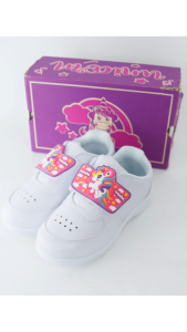 รองเท้าผ้าใบเด็กหญิงแบบติด [ฟรีสีมาสเตอร์อาร์ทสั้น] GG Unicorn มีไฟกระพริบ แถมสี 1 กล่อง