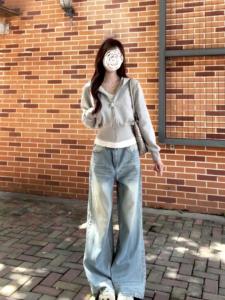 Áo Khoác Cardigan Thời Trang Nữ Thu Đông Có Mũ Trùm Đầu Khóa Kéo Áo Khoác Ngoài Thắt Eo Thiết Kế Cao Gót Thon Gọn Áo Khoác Ngoài