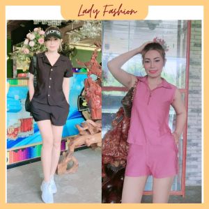 Set bộ linen cổ vet năng động SET003- Lady Fashion