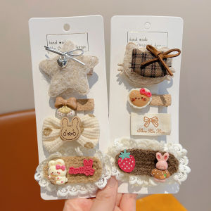 Cute Girl Hair Clip Coffee Color Side Bangs Floral Design Non-Damaging Hair Accessories for Children Baby Fashion Accessories