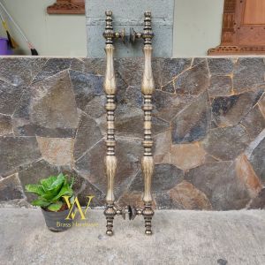 Handle Pintu Rumah Kuningan Antik Motif Bintang Ukir 100 cm 2 Pcs