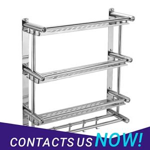 Rak Gantung SS (STAINLESS STEEL) 3 TINGKAT Rak Kamar Mandi Dinding/Rak Bumbu Dapur Multifungsi