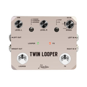 Rowin LTL-02 Twin Looper Pedal Upgrades Looper Pedals For Electric Guitar 10 Min Looping Unlimited Undo/Redo Function 11 Types