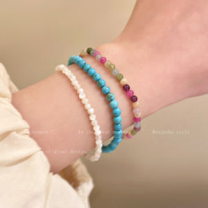Colorful Turquoise Elastic Beaded Bracelet Womens Summer 2025 New High-End Feelings Best Friend Personality Layered Wristband