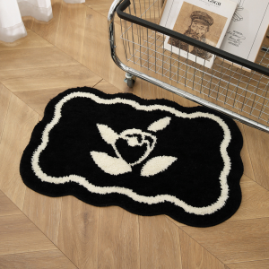 VIKAMA Shaped Plush Floor Mat Absorbency Non-Slip Bathroom Floor Mat Soft Bedroom Bedside Blanket Home Decoration