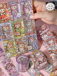 Adorable Character Waterproof Tape DIY Guka Scrapbooking Sticker Whole Roll Cute Animal Design Tearable Office School Supplies