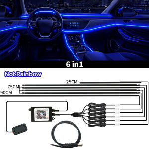 Led Car Ambient Light RGB 64 Color Symphony Streamer Acrylic LED Strip Light Neon Decoration Atmosphere Lamp Kit by APP Control