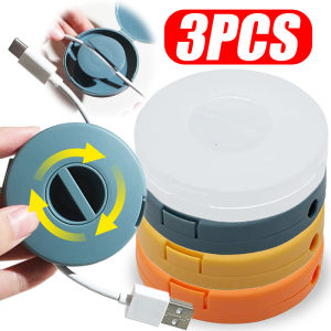 3Pcs Retractable Portable Cable Organizer Flexible Cable Winder Wire Management Round Travel Wire Keeper Box for Wrapping Earphone