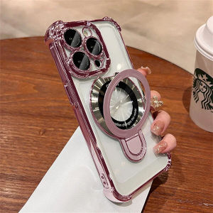 Magnetic Holder Phone Case For Realme C63 C61 C53 C51 C55 Note 20 30A 50 50A 50i Prime C2 C3 5 5S 5i 6i 7i A1k C11 C20 C12 C21Y C15 C25 C25s C25Y C30 C30S C31 C33 C35 4G 5G Plating Soft Transparent Cover Casing