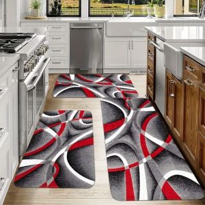 Modern Abstract Kitchen Area Rug Soft Non Slip Entryway Runner Laundry Room Home Decor Contemporary Style Floor Carpet