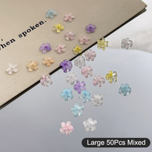 OUHOE | 3D Shine Resin Manicure Decoration DIY Accessories 50Pcs Five Petal Flower Nail Art Charms Macaron Color