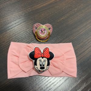 Disney | [Baby pacifier + Headband] Cute baby pacifier with dust cover  Baby nipple soothing pacifier Baby soothing pacifier with cartoon