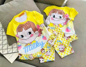 10-42kg Đồ bộ bé gái quần ngố áo tay ngắn thun lạnh in hoạt hình siêu đẹp
