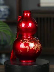 Red Lucky Decorative Porcelain Calabash