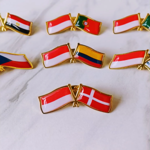 Custom Pin & Bros Lencana Kuningan Cor Emas Bendera Negara Dunia