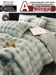 Double-Sided Thickened Rabbit Fur Four-Piece Bedding Set