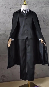 Bungo Stray Dogs Dazai Osamu Cosplay Costume 2 Styles Khaki / Black Trench Coat Full Set Wig Option Local Stock Malaysia COD