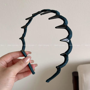 Womens Outdoor Fashionable Wave Pattern Fabric Hairband Anti-Slip Toothed Hair Clip Washing Face Hairpin Elegant Hair Accessories